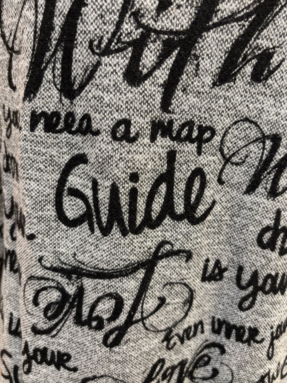 Gray with black Script Print Long Sleeve Knit Top - Picture 3 of 7